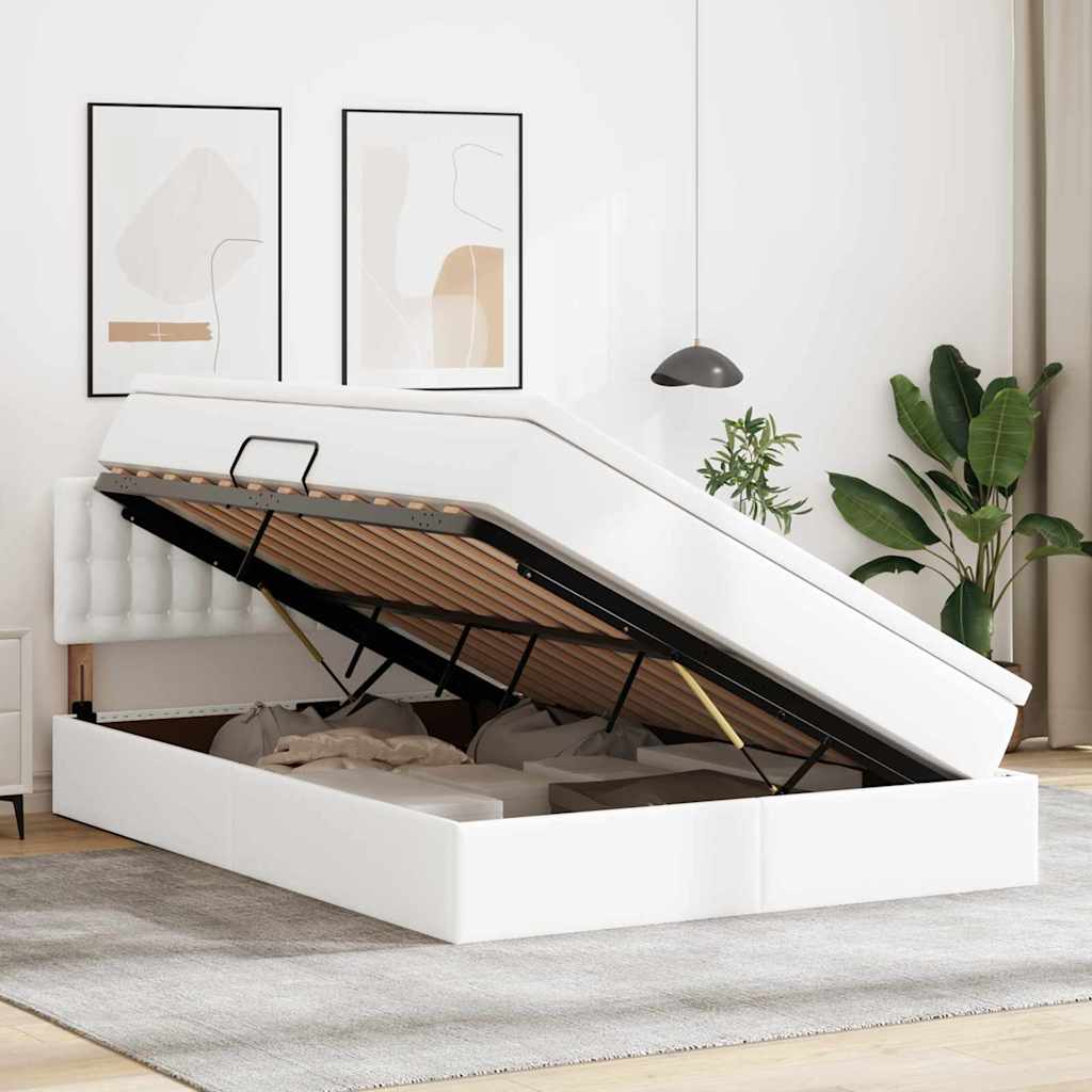 Lit avec rangement et matelas Blanc pur 140 x 190 cm - XIOS