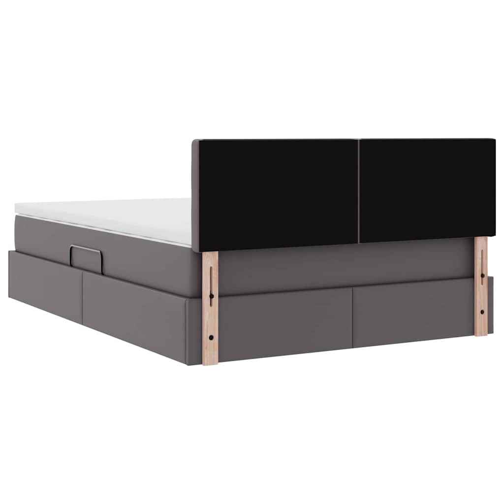 Lit avec rangement et matelas Gris 140 x 190 cm Simili cuir - XIOS