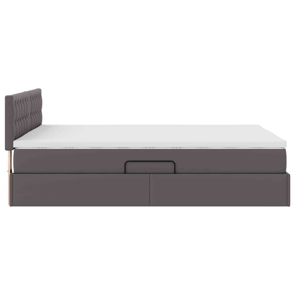 Lit avec rangement et matelas Gris 140 x 190 cm Simili cuir - XIOS