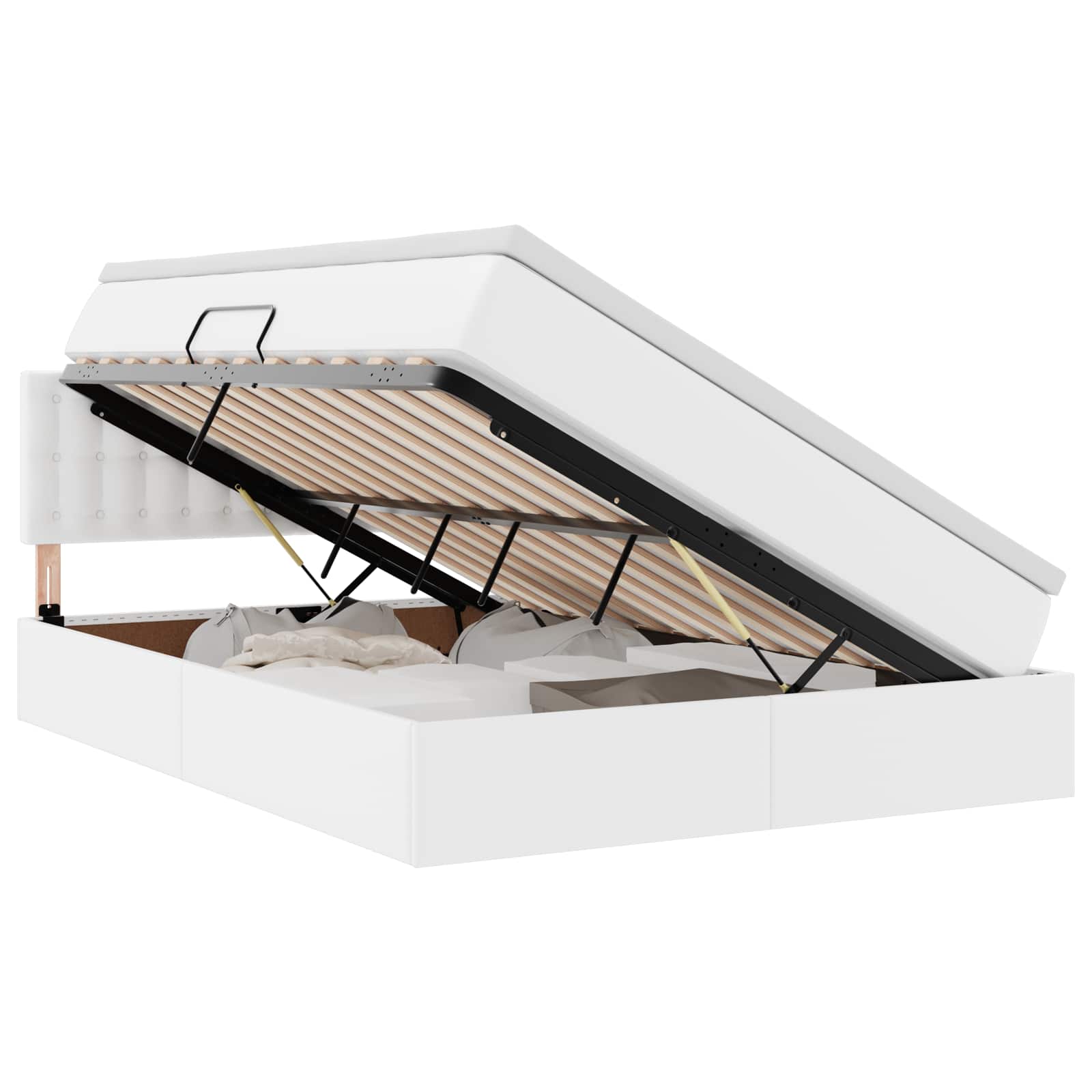 Lit avec rangement et matelas Blanc pur 140 x 200 cm - XIOS