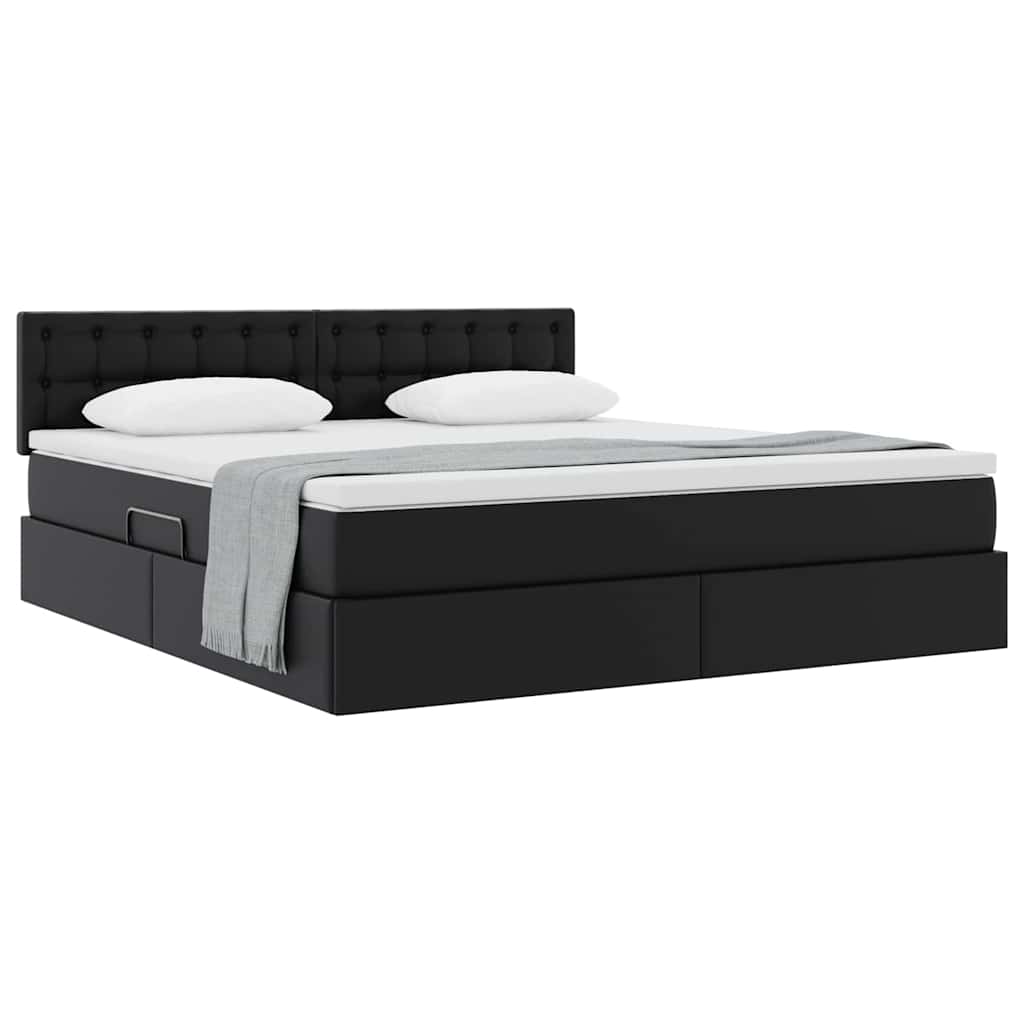 Lit avec rangement et matelas Noir 160 x 200 cm Simili cuir - XIOS