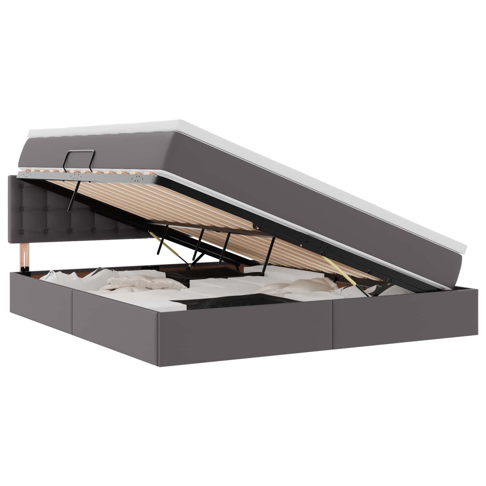 Lit avec rangement et matelas Gris 180 x 200 cm Simili cuir - XIOS