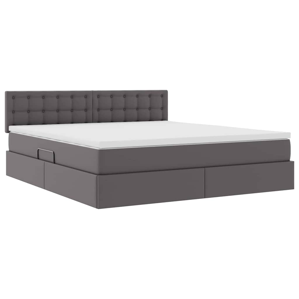 Lit avec rangement et matelas Gris 180 x 200 cm Simili cuir - XIOS