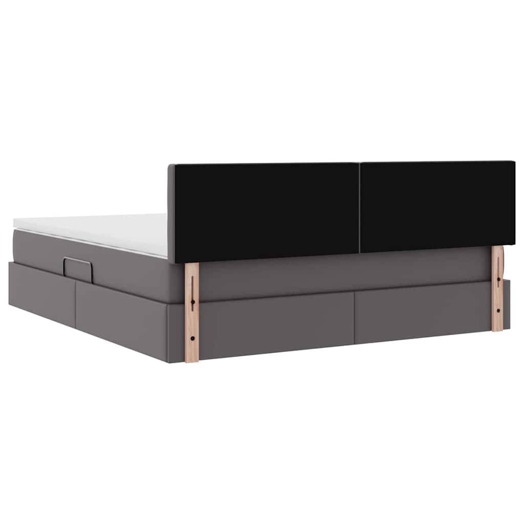 Lit avec rangement et matelas Gris 180 x 200 cm Simili cuir - XIOS