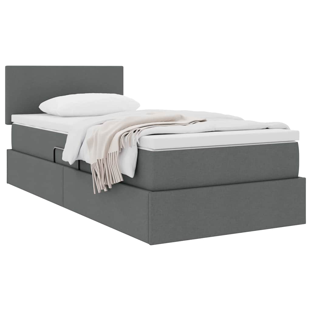 Lit avec rangement et matelas Gris foncé 100 x 200 cm - XIOS