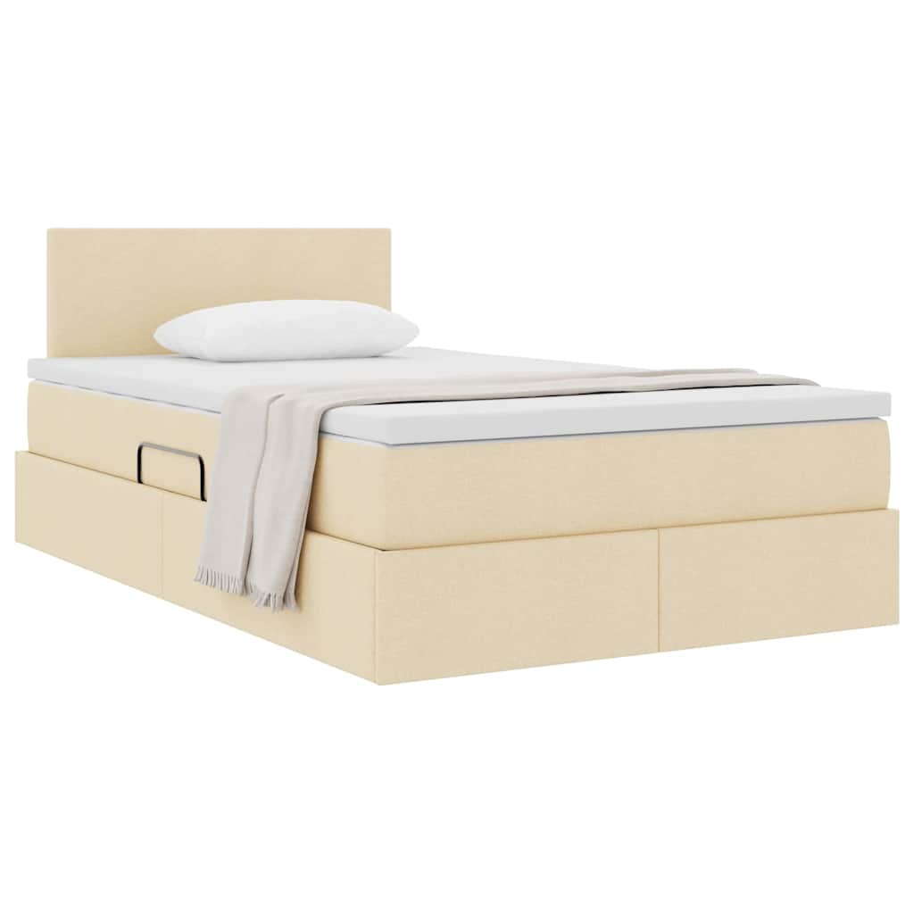 Lit avec rangement et matelas avec matelas Crème 120 x 200 cm - XIOS