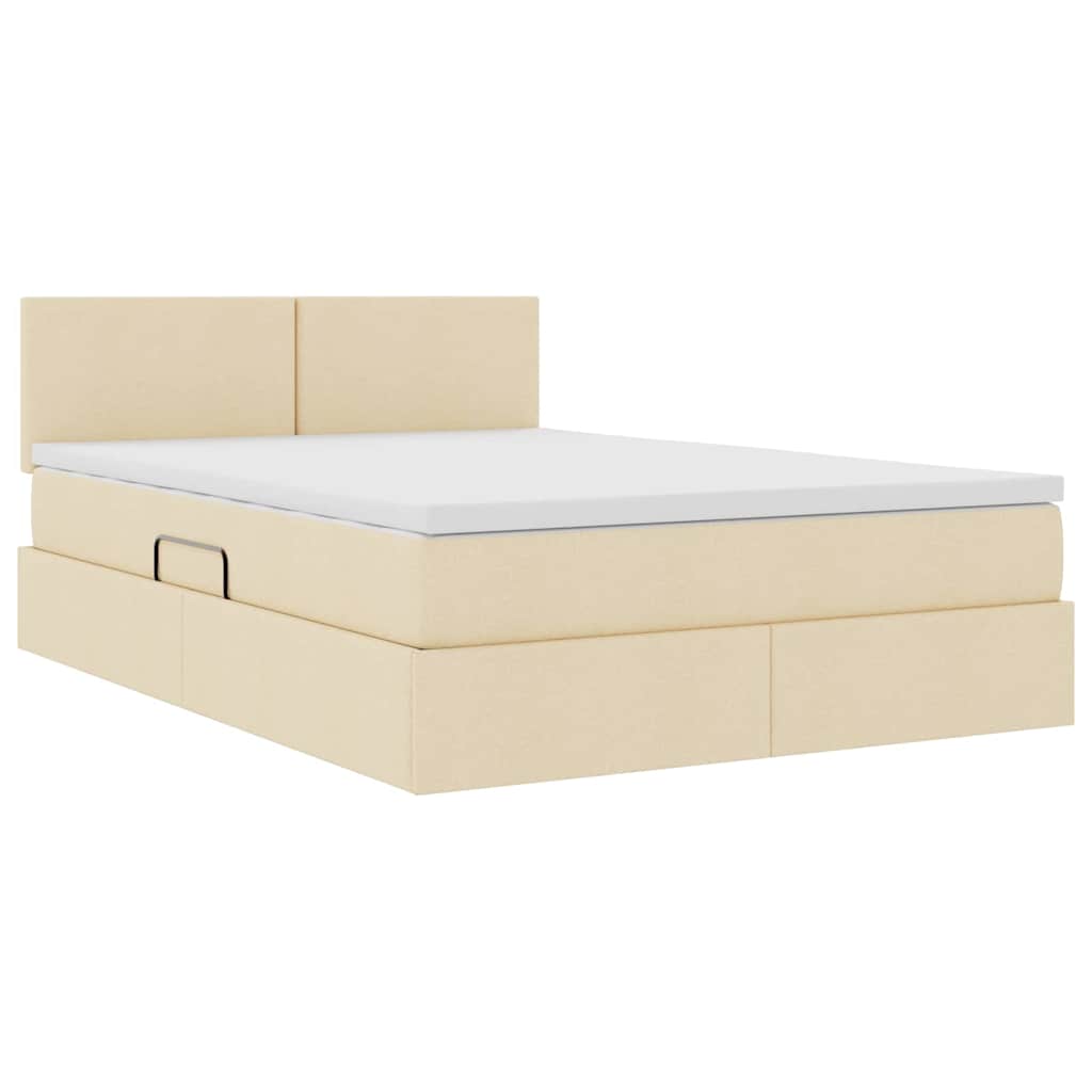 Lit avec rangement et matelas avec matelas Crème 140 x 190 cm - XIOS