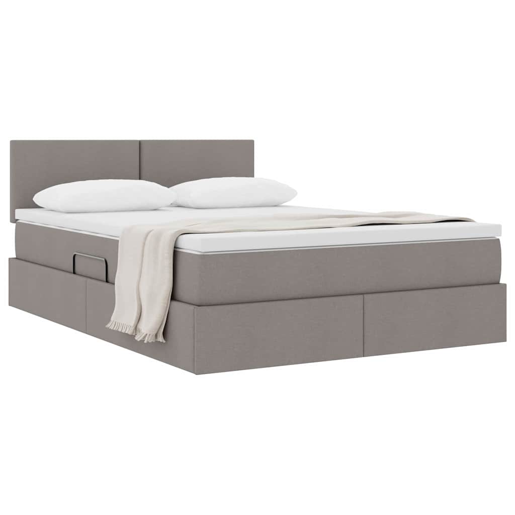 Lit avec rangement et matelas avec matelas Taupe 140 x 200 cm - XIOS