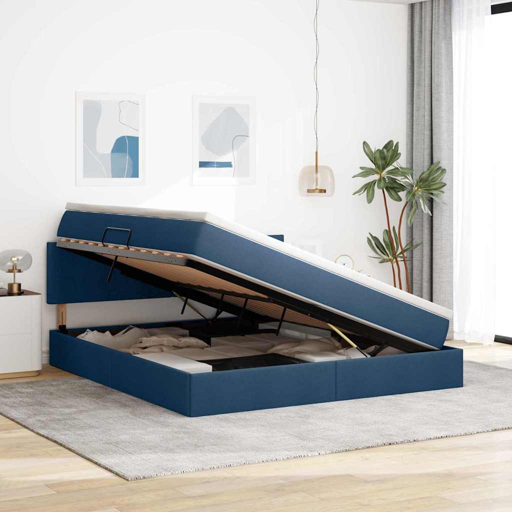 Lit avec rangement et matelas avec matelas Bleu 160 x 200 cm - XIOS