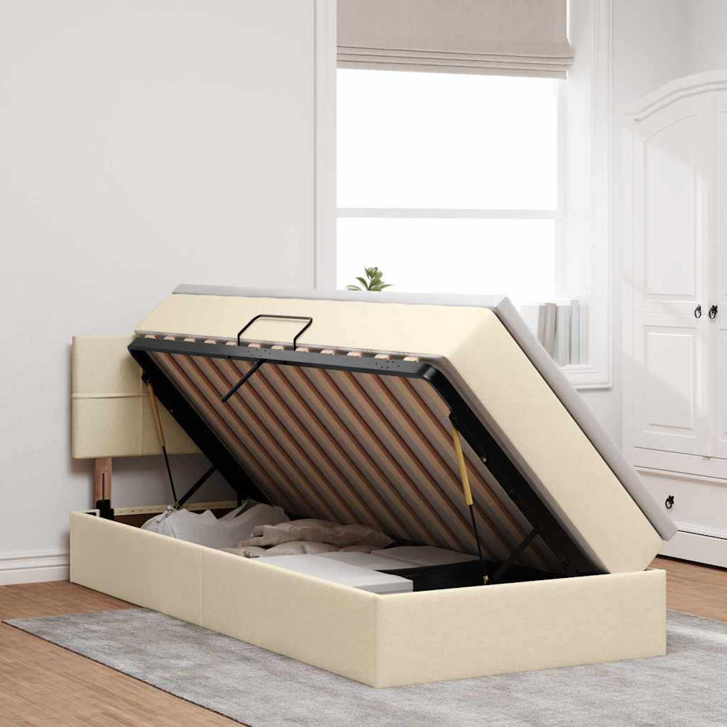Lit avec rangement et matelas avec matelas Crème 90 x 200 cm - XIOS