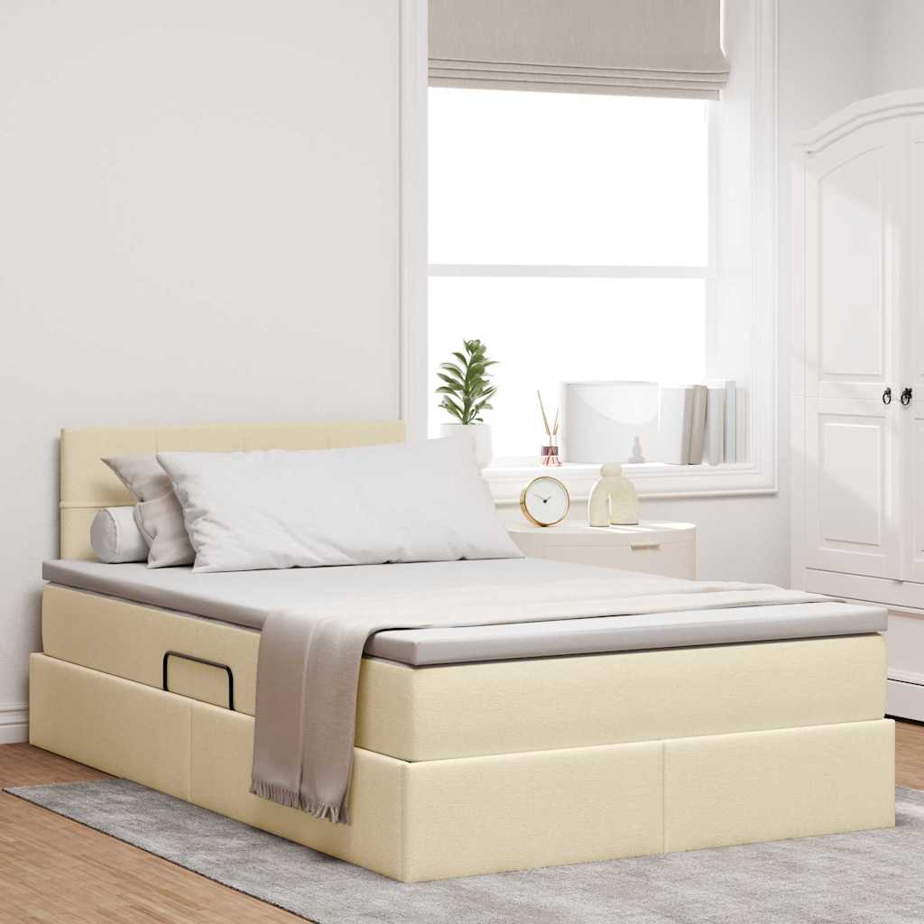 Lit avec rangement et matelas avec matelas Crème 120 x 200 cm - XIOS