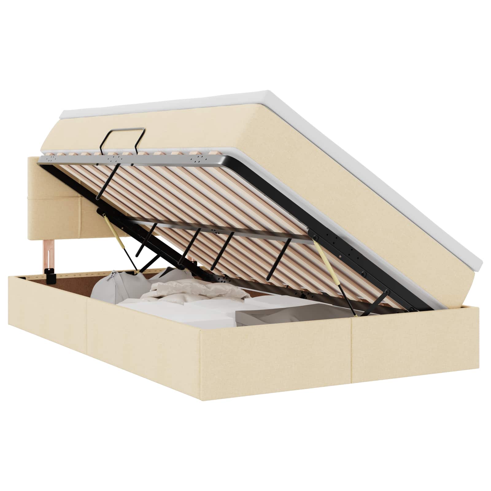 Lit avec rangement et matelas avec matelas Crème 120 x 200 cm - XIOS