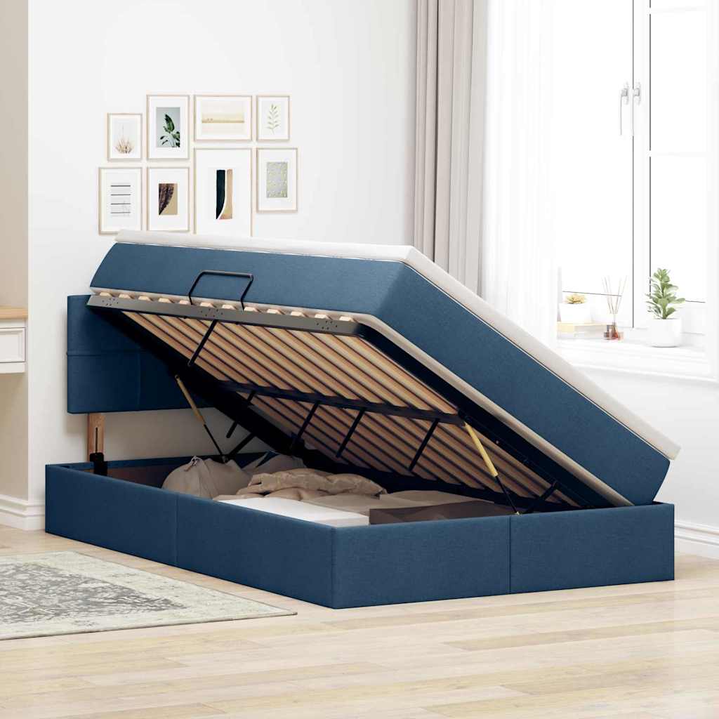 Lit avec rangement et matelas avec matelas Bleu 120 x 200 cm - XIOS