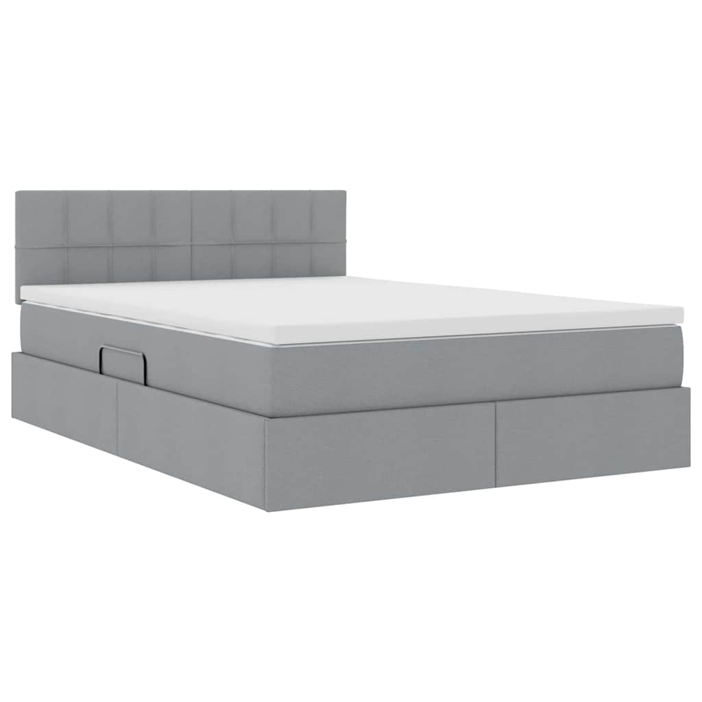 Lit avec rangement et matelas Gris clair 140 x 190 cm - XIOS