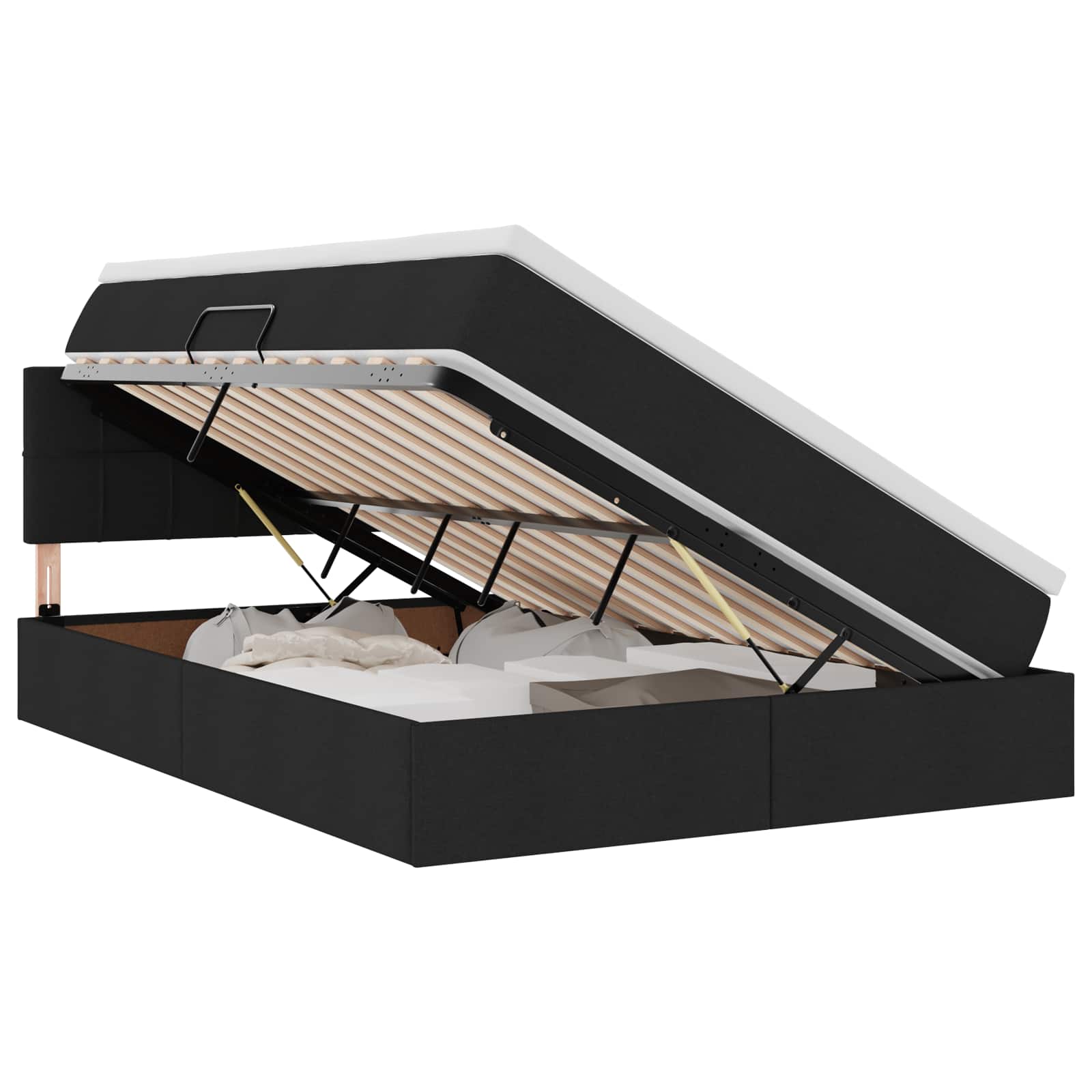 Lit avec rangement et matelas avec matelas Noir 140 x 190 cm - XIOS