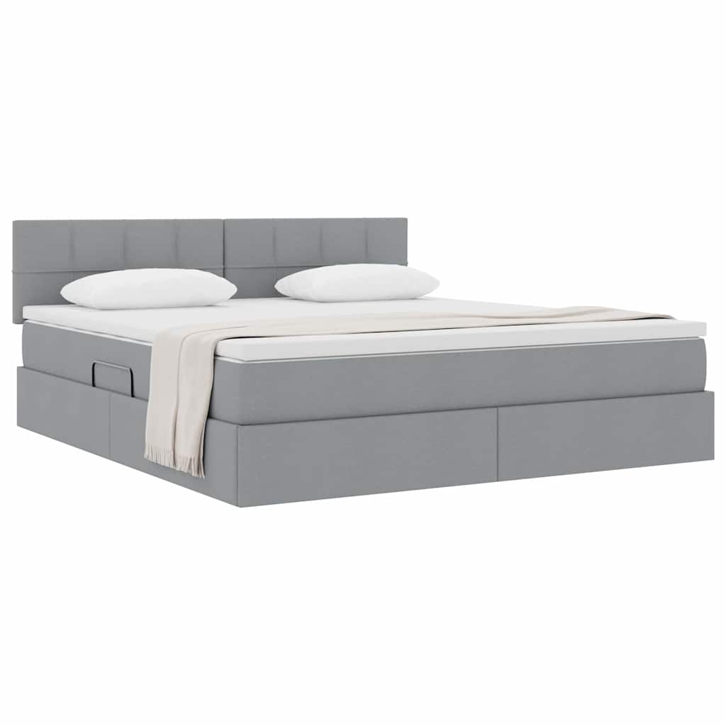 Lit avec rangement et matelas Gris clair 160 x 200 cm - XIOS