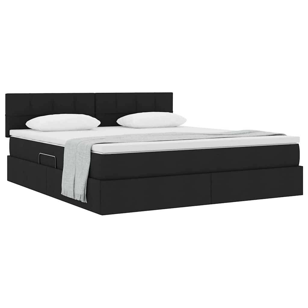 Lit avec rangement et matelas Noir 160 x 200 cm Velours