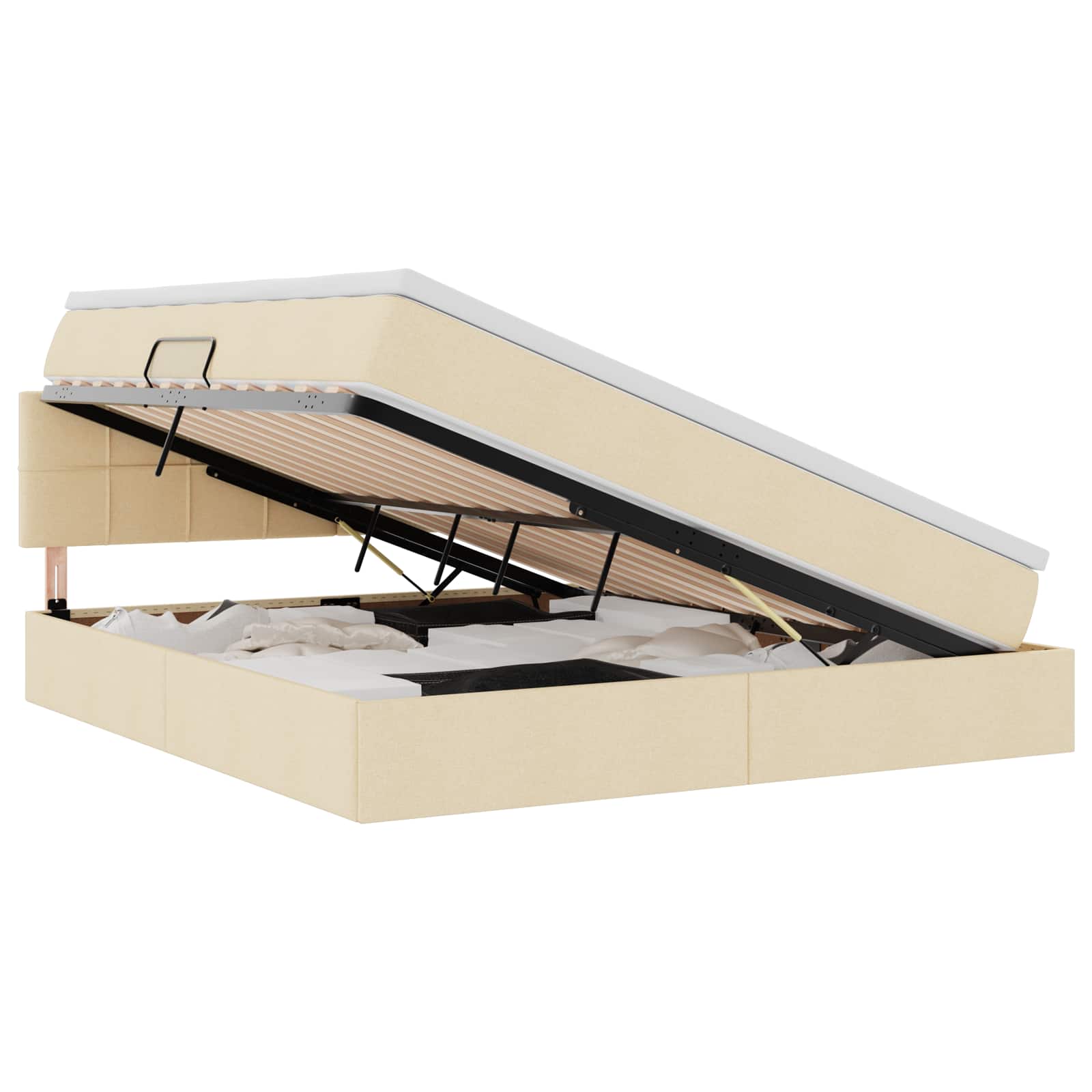 Lit avec rangement et matelas avec matelas Crème 180 x 200 cm - XIOS