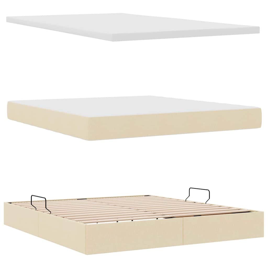 Lit avec rangement et matelas avec matelas Crème 180 x 200 cm - XIOS