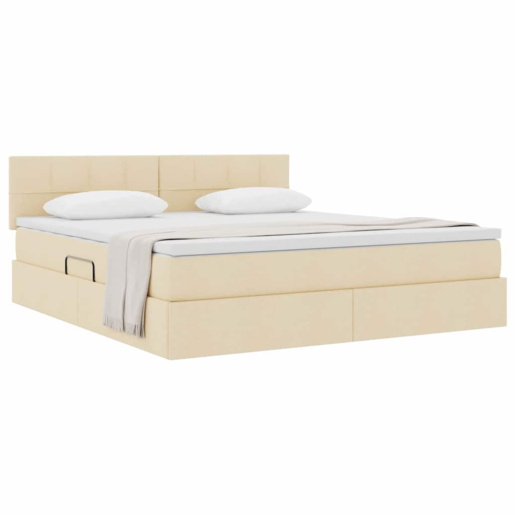Lit avec rangement et matelas avec matelas Crème 180 x 200 cm - XIOS