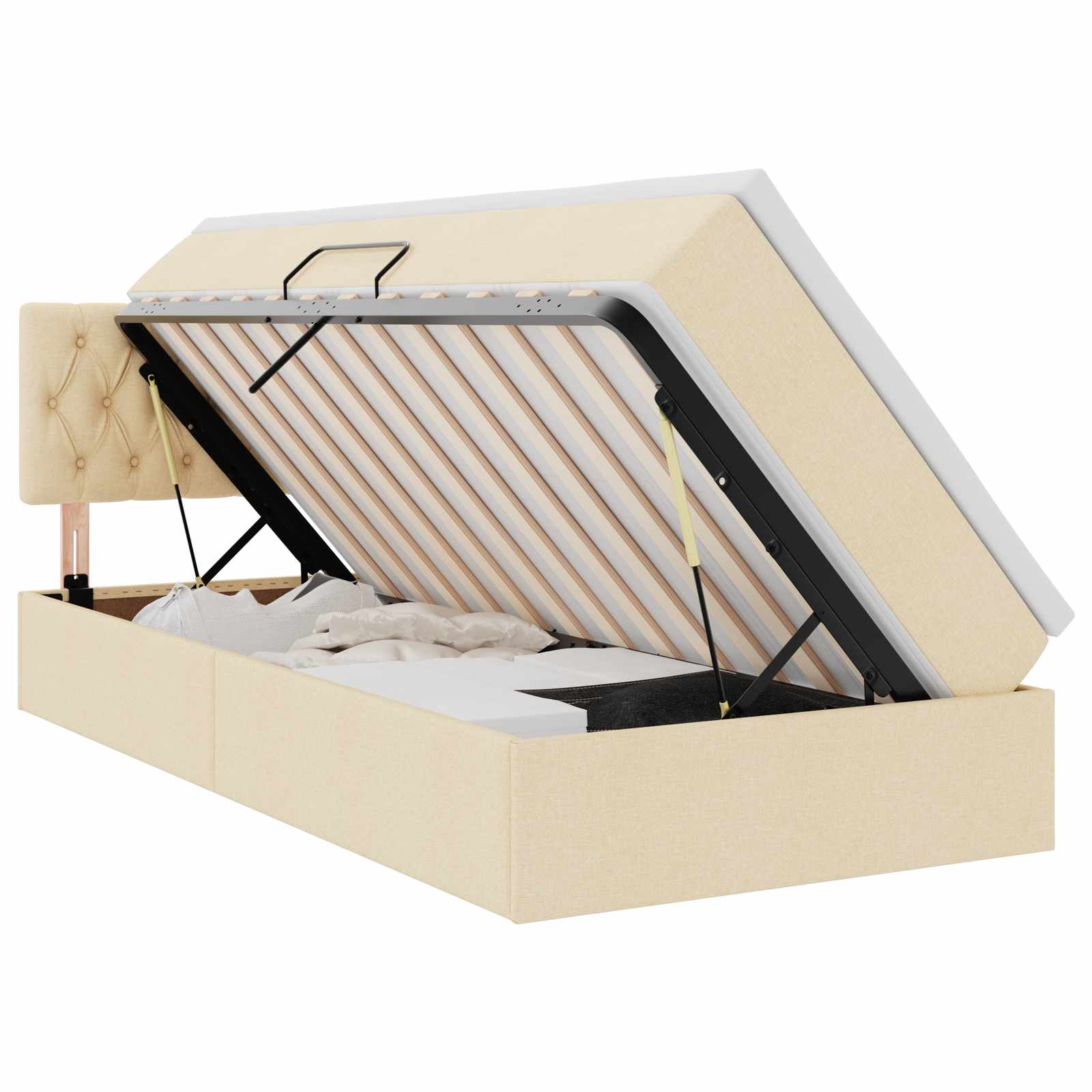Lit avec rangement et matelas avec matelas Crème 90 x 190 cm - XIOS