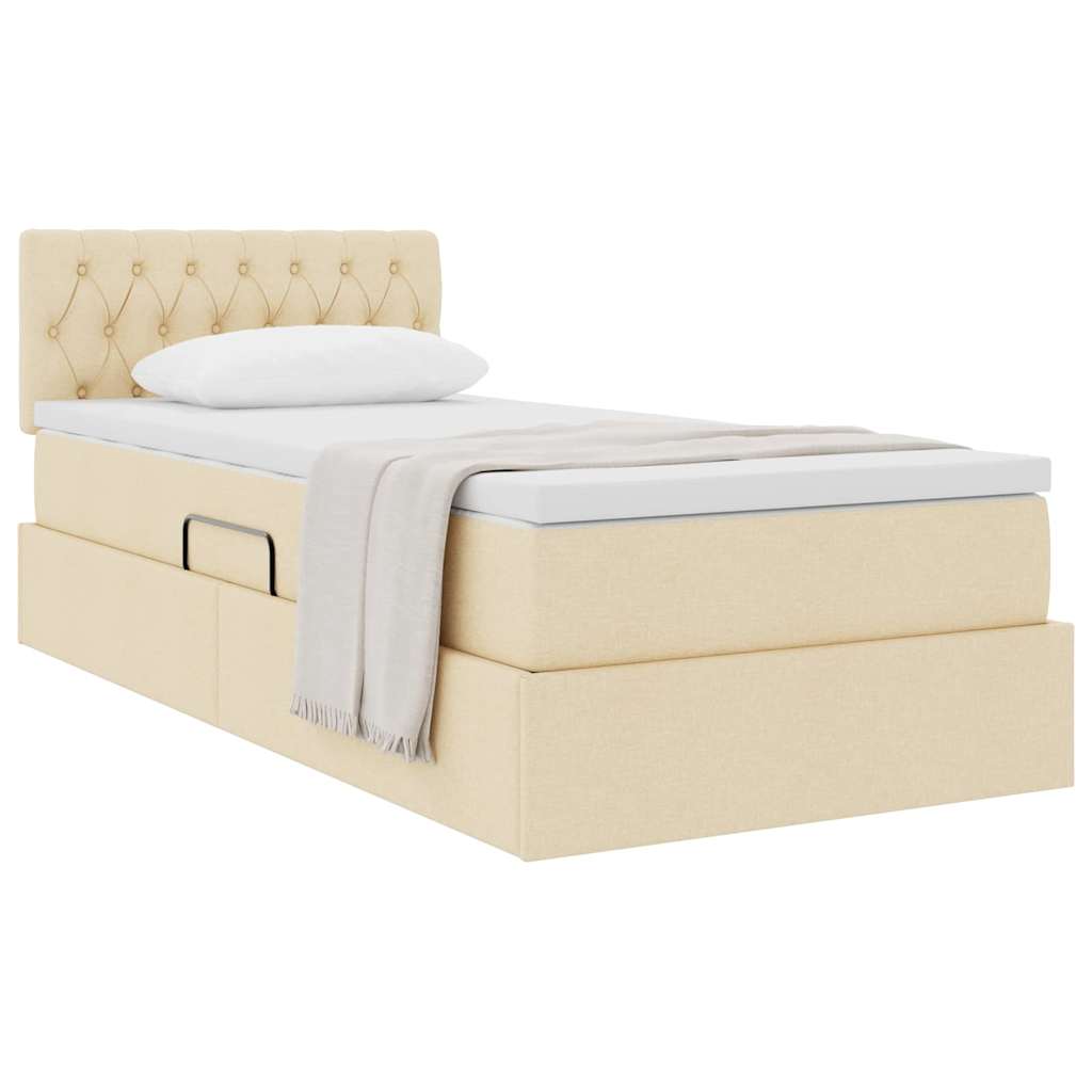 Lit avec rangement et matelas avec matelas Crème 90 x 190 cm - XIOS