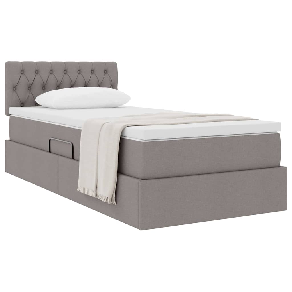 Lit avec rangement et matelas Taupe 90 x 200 cm Velours - XIOS