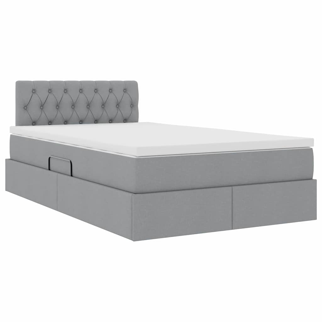 Lit avec rangement et matelas Gris clair 120 x 200 cm Velours - XIOS