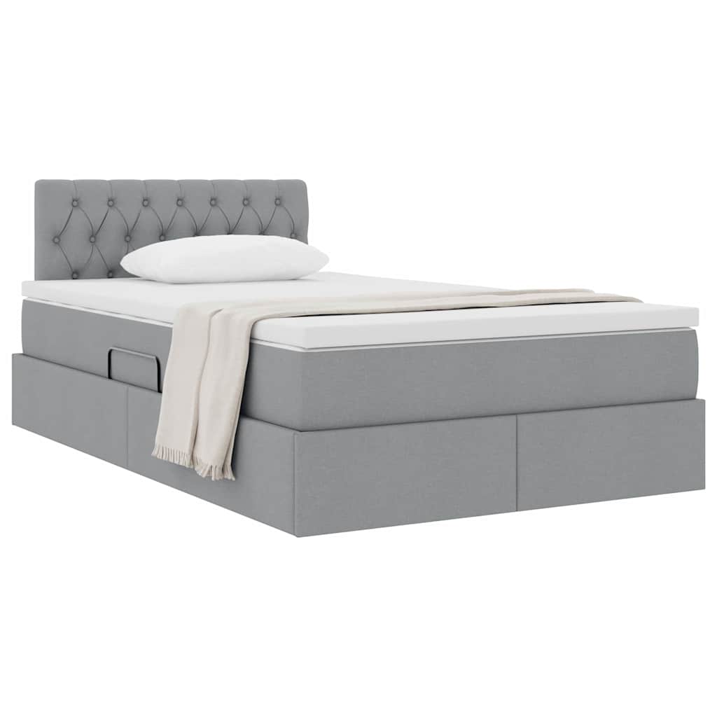 Lit avec rangement et matelas Gris clair 120 x 200 cm Velours - XIOS