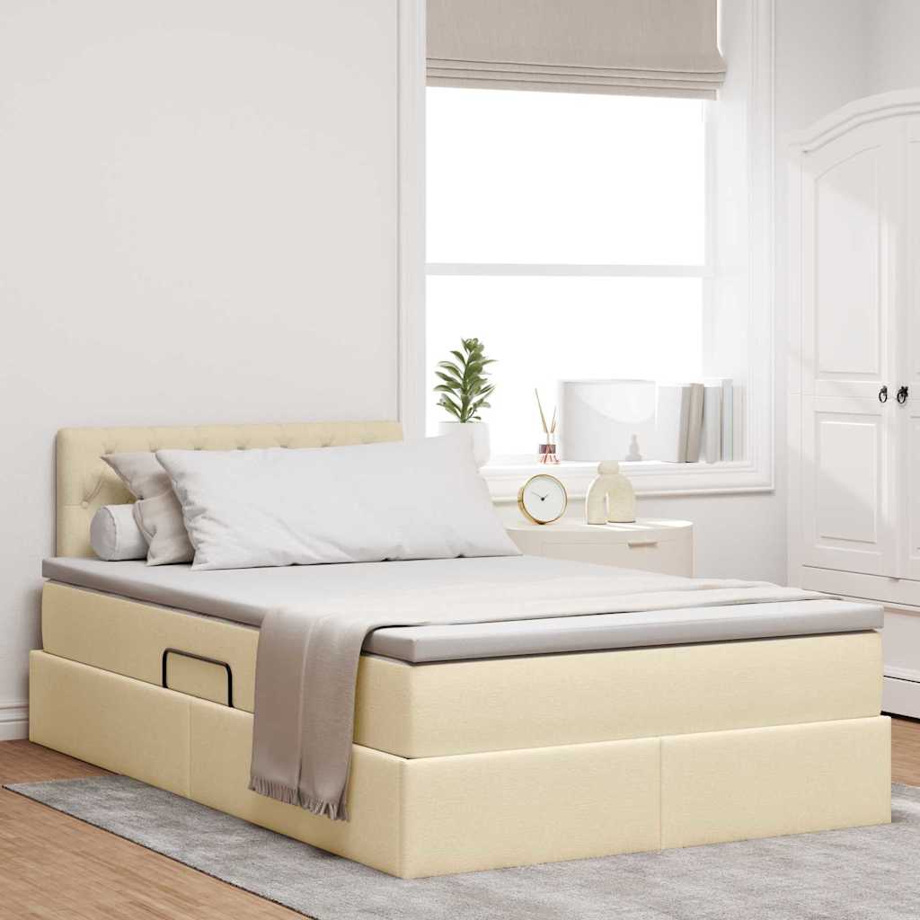 Lit avec rangement et matelas avec matelas Crème 120 x 200 cm - XIOS