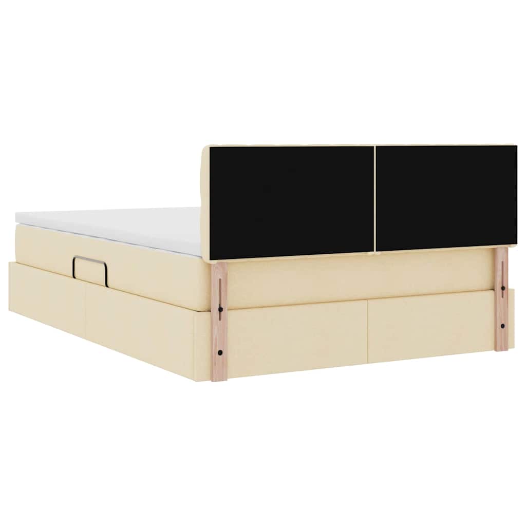 Lit avec rangement et matelas avec matelas Crème 140 x 190 cm - XIOS