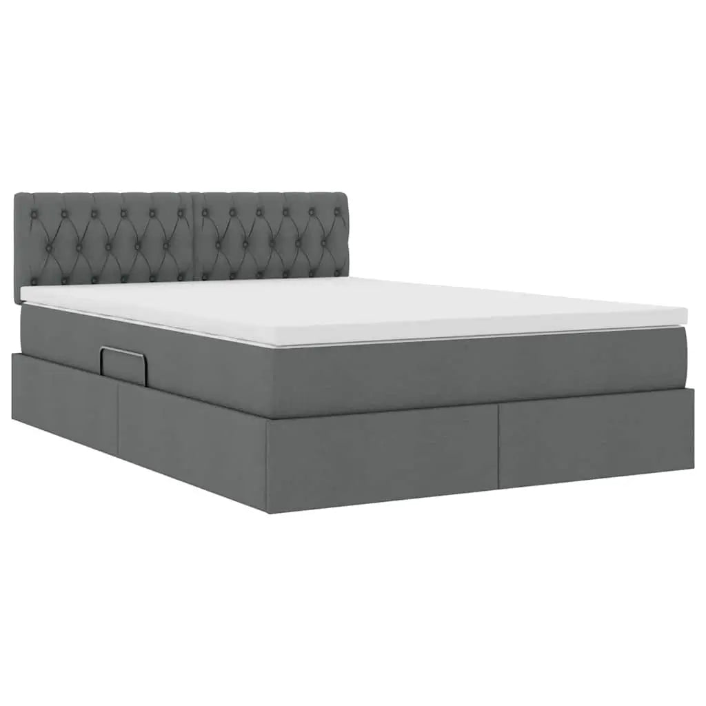 Lit avec rangement et matelas Gris foncé 140 x 200 cm Velours - XIOS