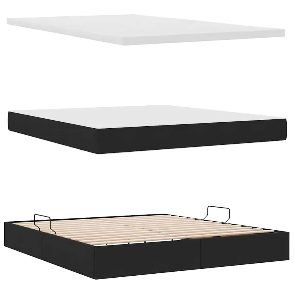 Lit avec rangement et matelas Noir 160 x 200 cm Velours - XIOS
