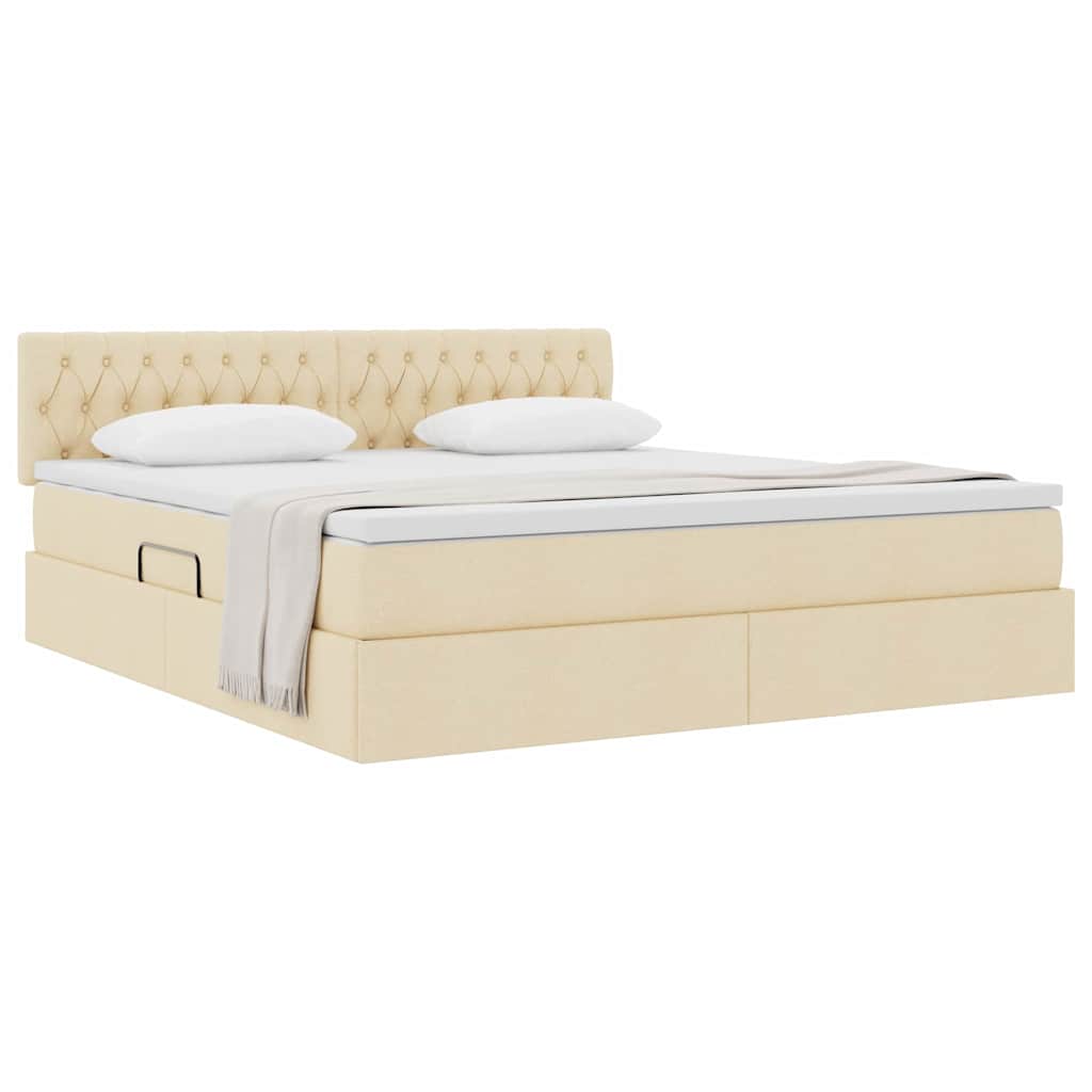 Lit avec rangement et matelas avec matelas Crème 160 x 200 cm - XIOS