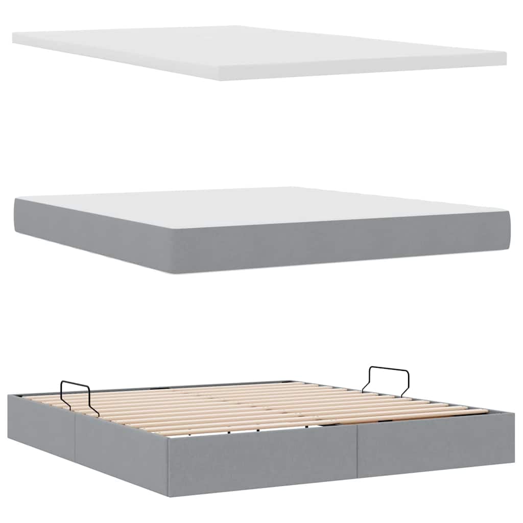 Lit avec rangement et matelas Gris clair 180 x 200 cm - XIOS