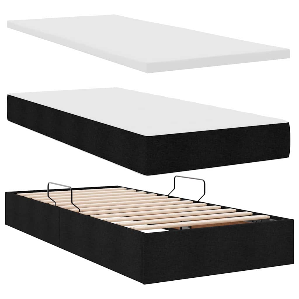 Lit avec rangement et matelas Noir 90 x 200 cm Velours - XIOS