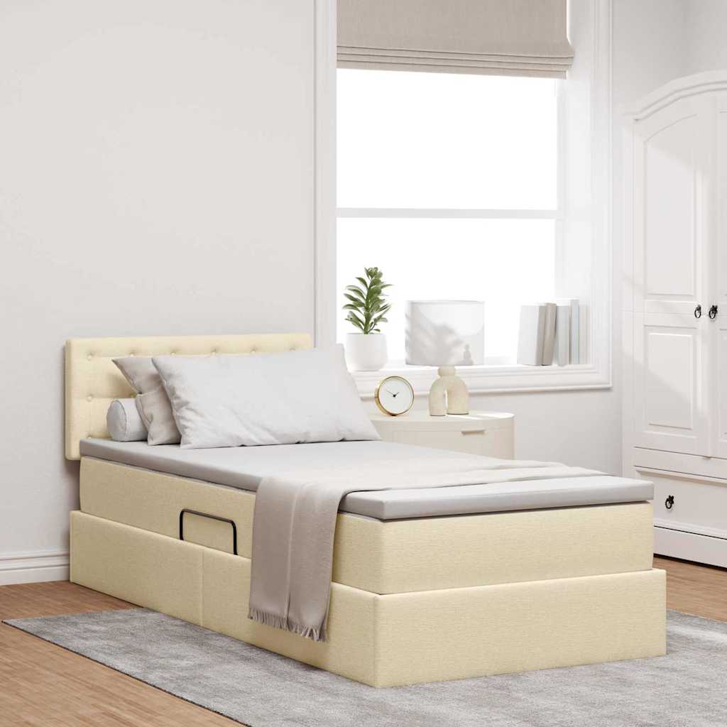 Lit avec rangement et matelas avec matelas Crème 90 x 200 cm - XIOS