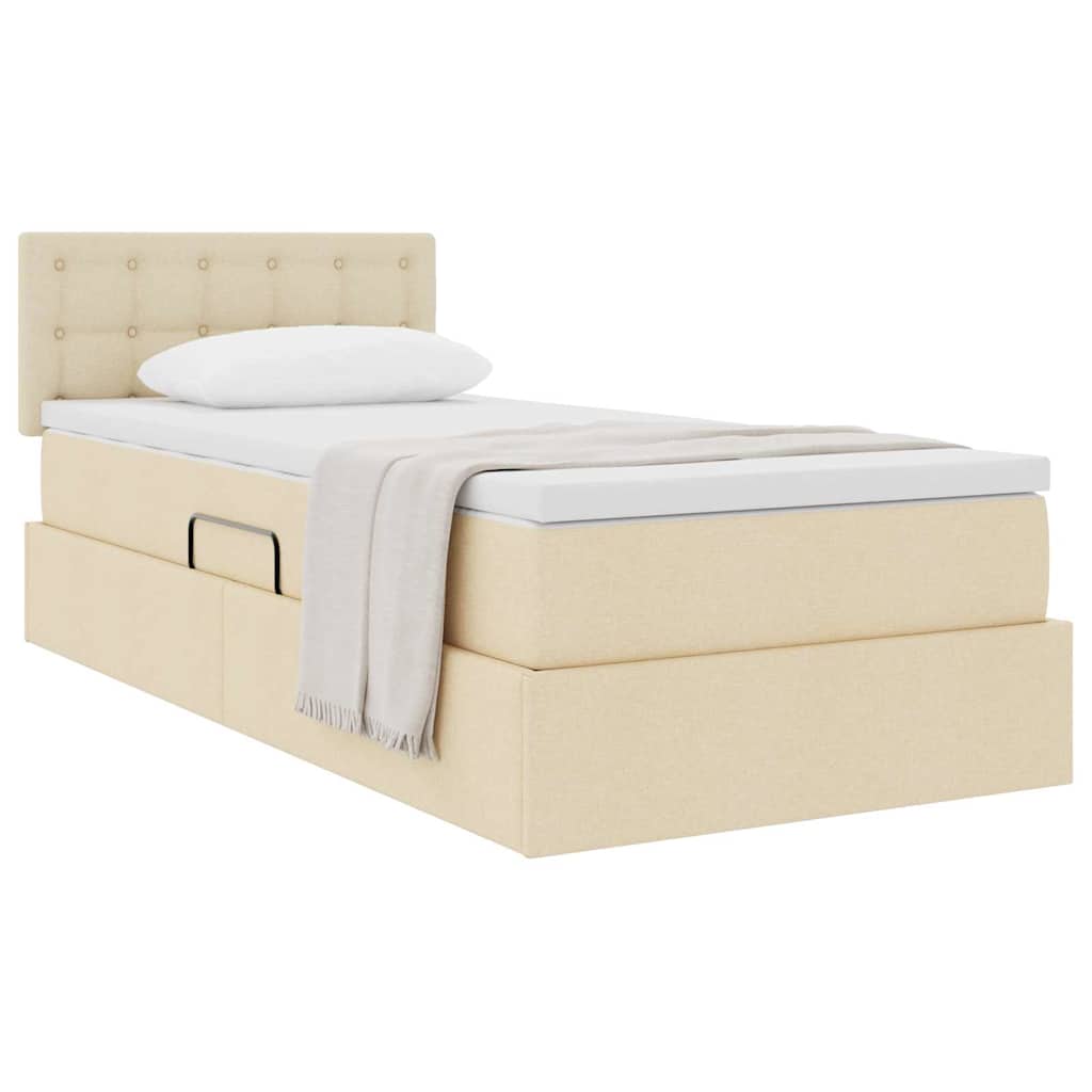 Lit avec rangement et matelas avec matelas Crème 90 x 200 cm - XIOS