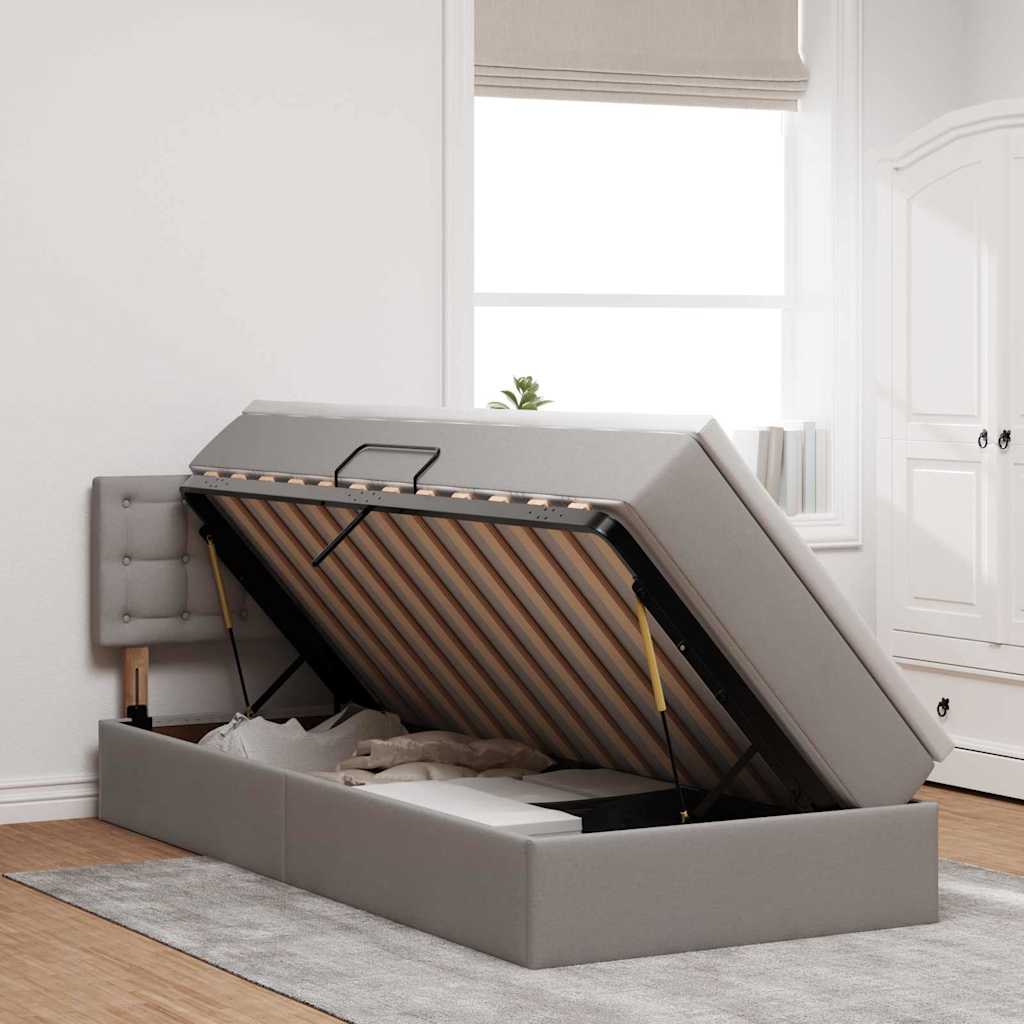 Lit avec rangement et matelas avec matelas Taupe 100 x 200 cm - XIOS