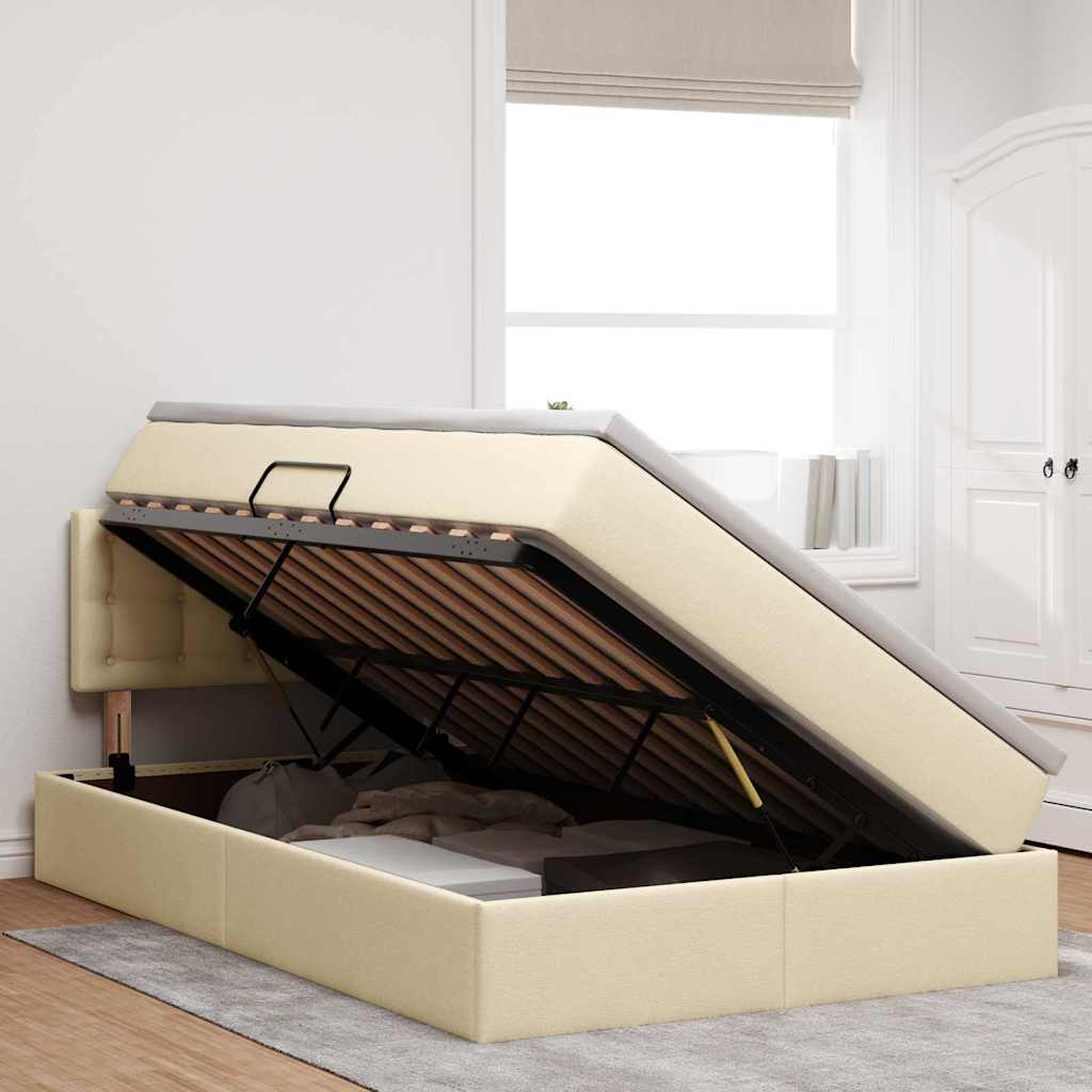 Lit avec rangement et matelas avec matelas Crème 120 x 200 cm - XIOS