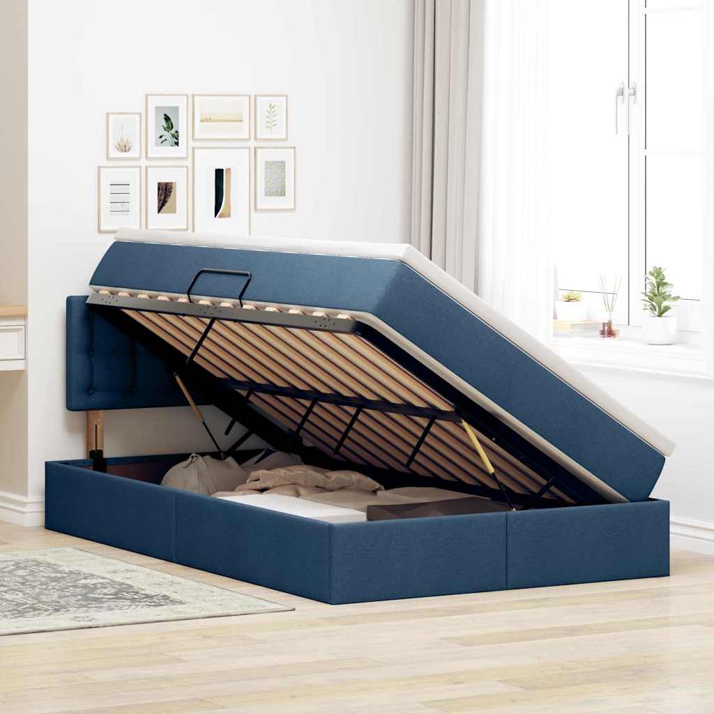Lit avec rangement et matelas avec matelas Bleu 120 x 200 cm - XIOS