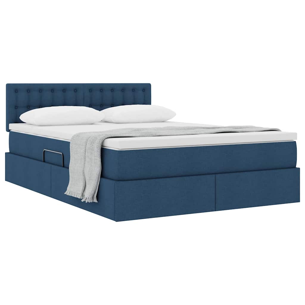 Lit avec rangement et matelas avec matelas Bleu 140 x 190 cm - XIOS