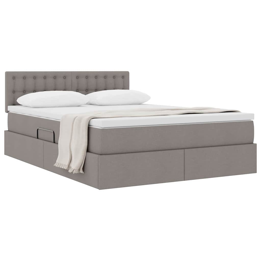 Lit avec rangement et matelas avec matelas Taupe 140 x 200 cm - XIOS