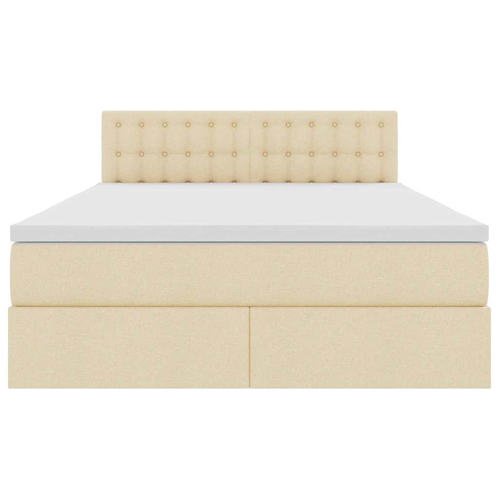 Lit avec rangement et matelas Crème 140 x 200 cm Velours