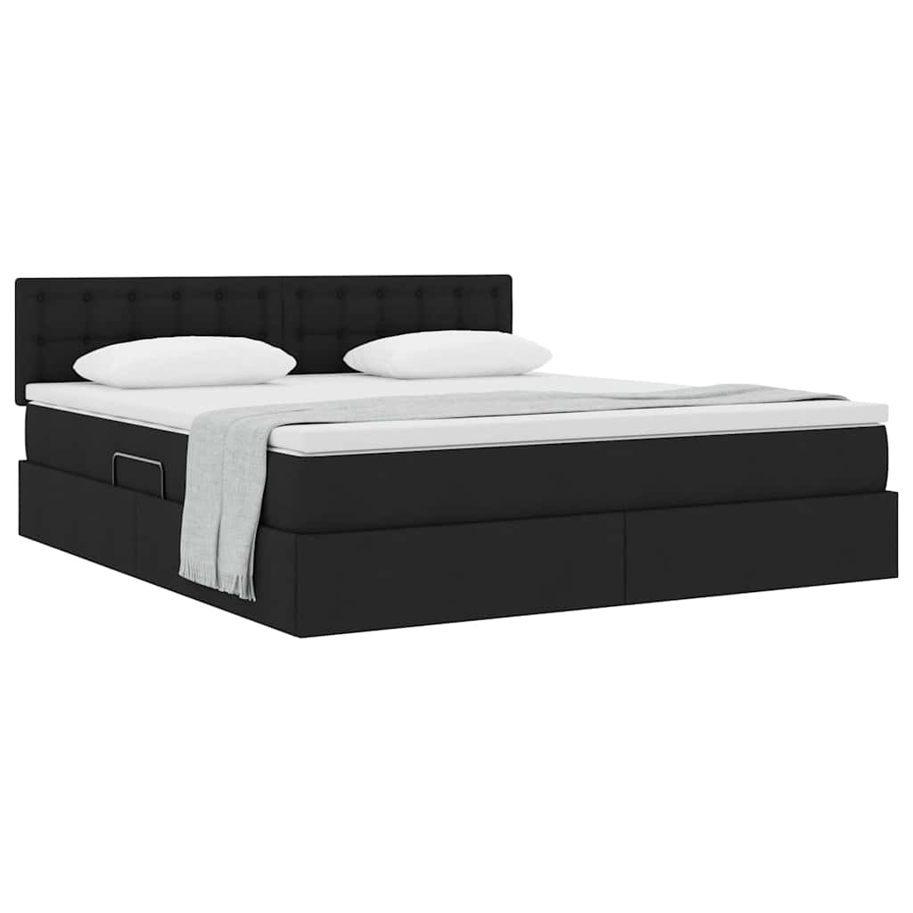 Lit avec rangement et matelas avec matelas Noir 160 x 200 cm - XIOS