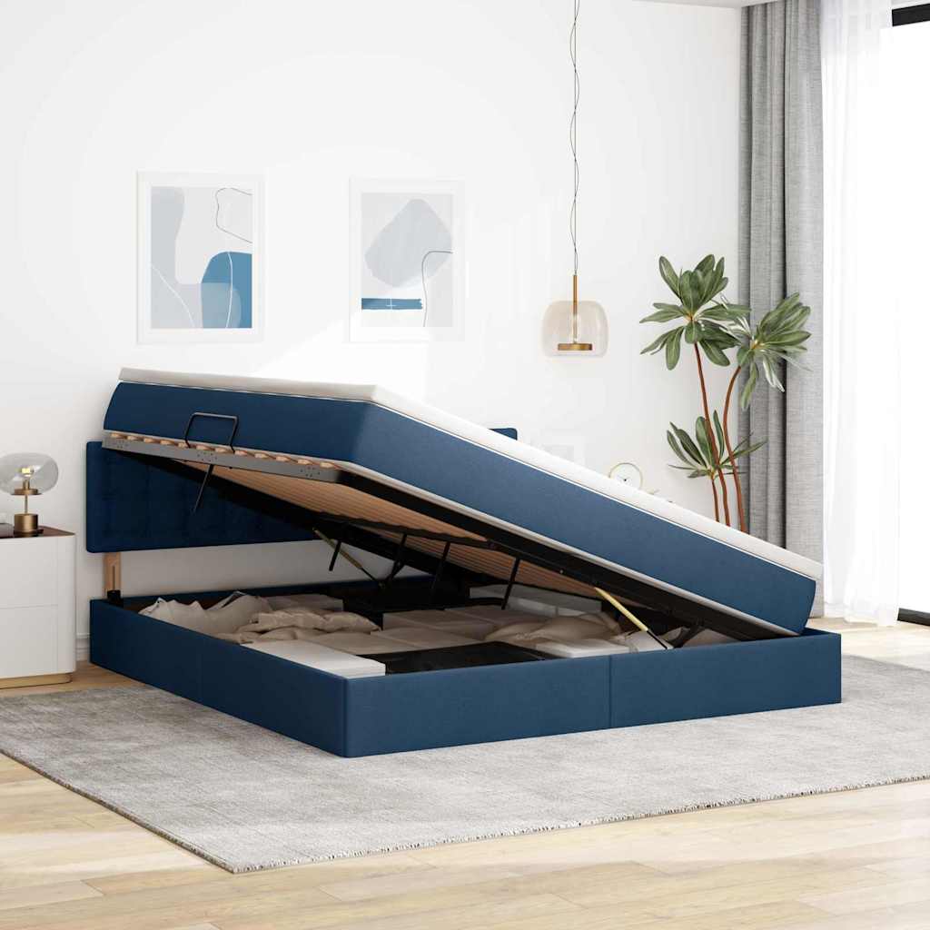 Lit avec rangement et matelas avec matelas Bleu 180 x 200 cm - XIOS