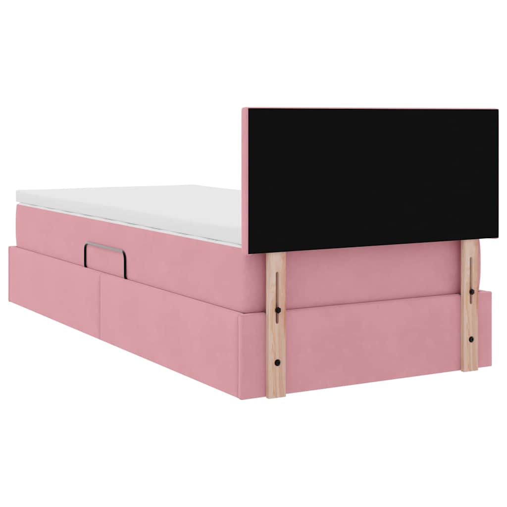 Lit de Rangement avec tête de lit Rose 90 x 190 cm Velours