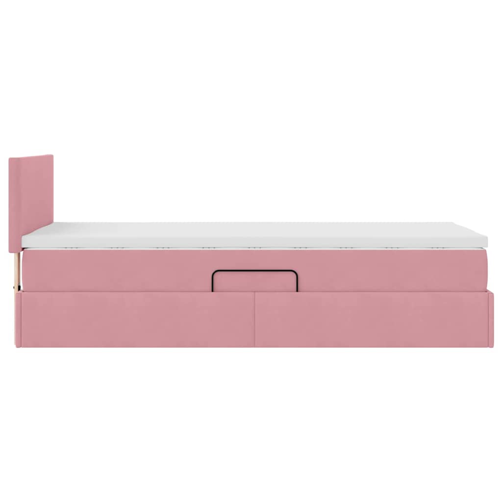 Lit de Rangement avec tête de lit Rose 90 x 190 cm Velours