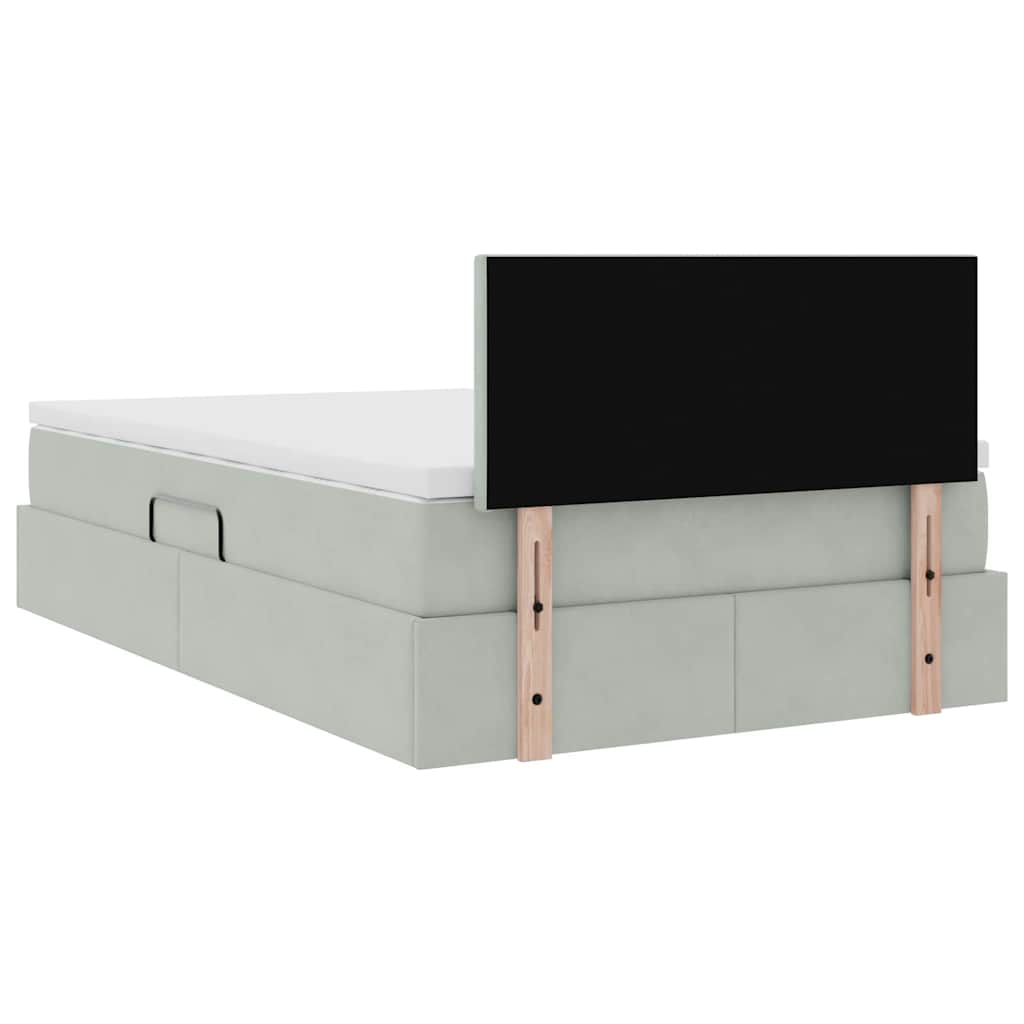 Lit de Rangement avec matelas Gris clair 120 x 190 cm Velours - XIOS