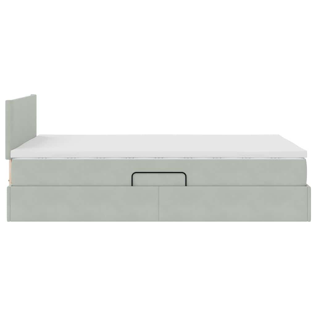 Lit de Rangement avec matelas Gris clair 120 x 190 cm Velours - XIOS